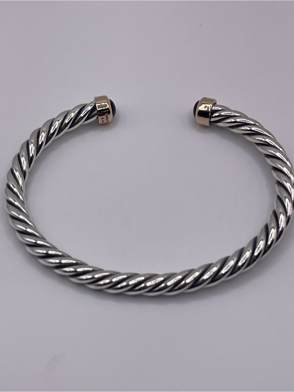 David Yurman Cable Cuff Bracelet with 18K Yellow Gold and Black Onyx, 6mm - Picture 4 of 14